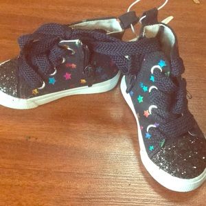 Cat and jack black & colored stars & sparkle shoes